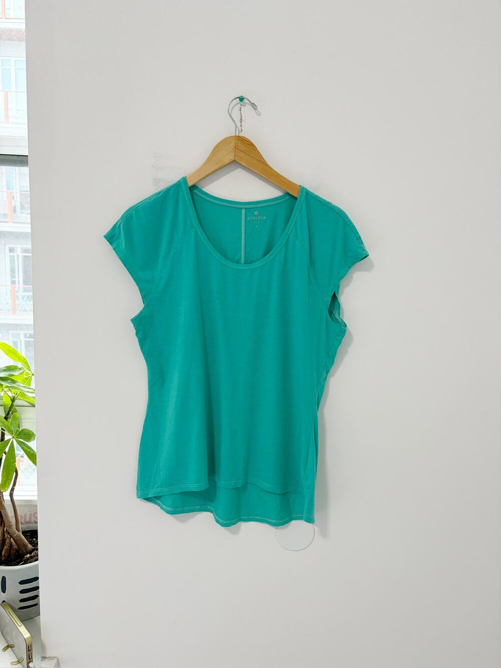 Athleta Teal Blue Short Sleeve Top Size Large